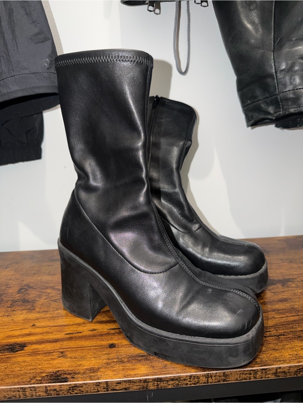 Klayton Steve Madden Black Platform Mid-Calf Heeled Boots
